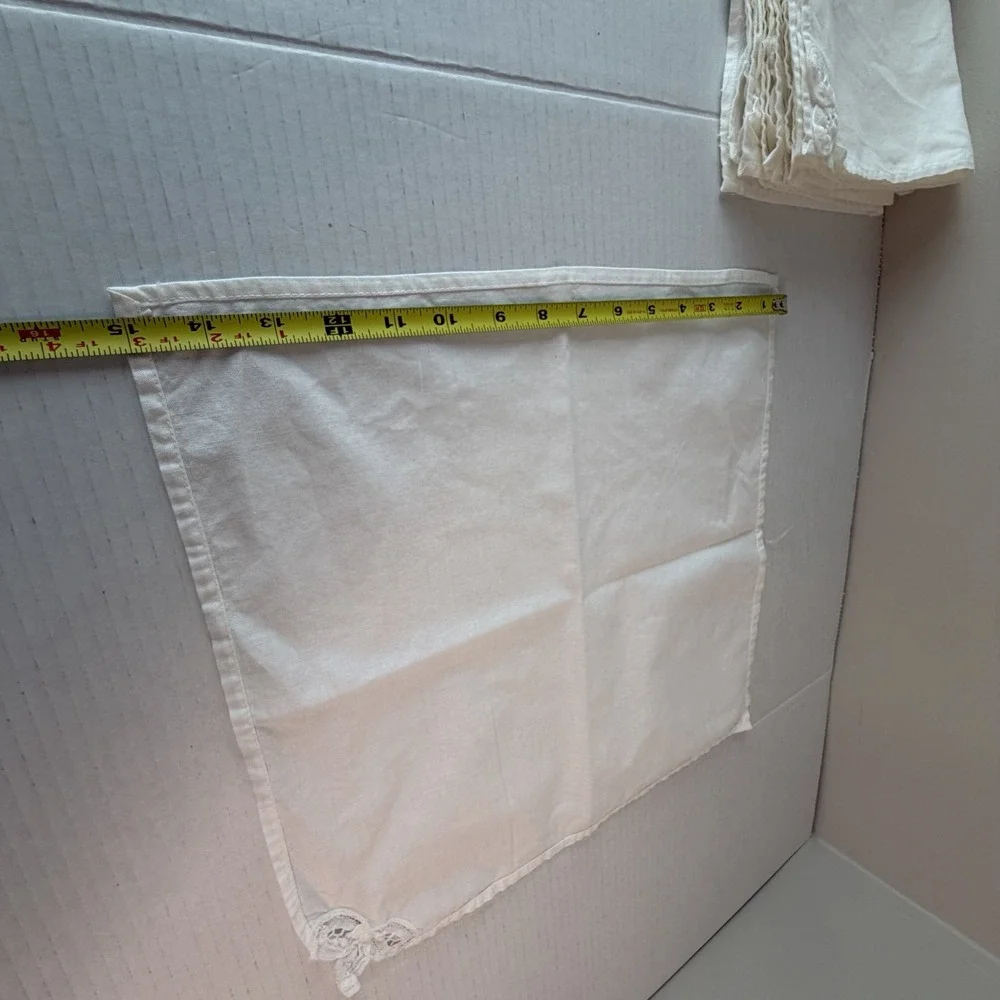 Battenburg Lace Corner Dinner Napkins Set 4 White Cotton Cottagecore 16x16